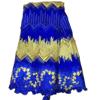 

Latest 2018 African Lace Fabric With Beads And Stones Nigerian Wedding Embroidered French Tulle Lace Material For Bridal F54-1