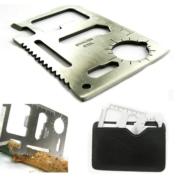 

1pc Stainless Steel Multi Tools 11 in 1 Multifunction Outdoor Hunting Survival Camping Pocket Military Card Knife