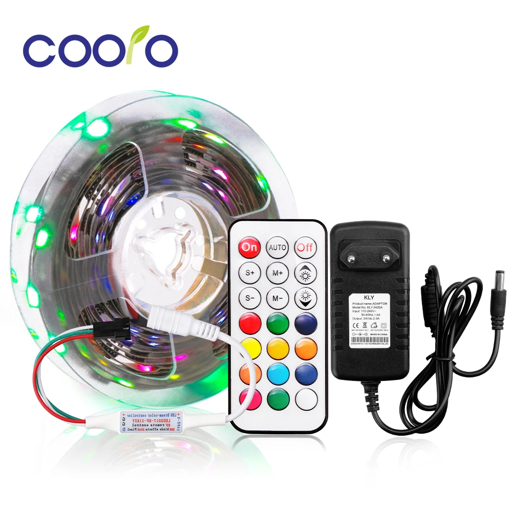 

WS2811 5050 SMD RGB Strip Set Addressable 30leds/m Led Pixels External 1 IC Control 3 Leds with 21key/Music/Bluetooth Controller