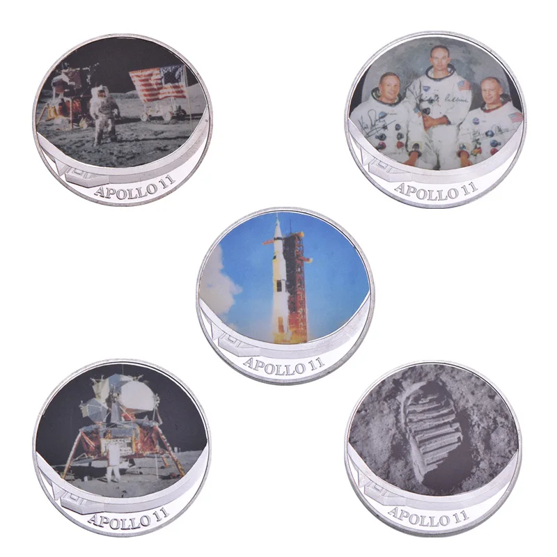 5 шт. Американский Проект Apollo 11 коллекционные монеты Аэрокосмическая инженерия вызов монета в память о первых ног печать на Луне
