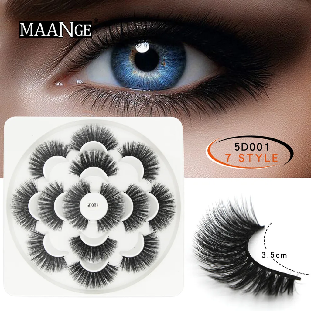 MAANGE 7 пара 5D накладные ресницы sexy ручной работы химическое волокно стиль черный