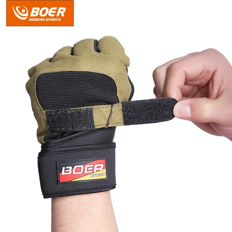 Body Building Gym Fitness Gloves Women Men with Long Belt Weightlifting Crossfit Gloves Barbell Dumbbell pesas gimnasio