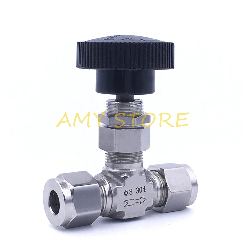 

Stainless Steel SS304 Shut off Flow Control Regulator Needle Valve 3 4 6 8 10 12 14 16mm 1/2" 3/8" 1/4" 1/8" OD Air Hose Tube