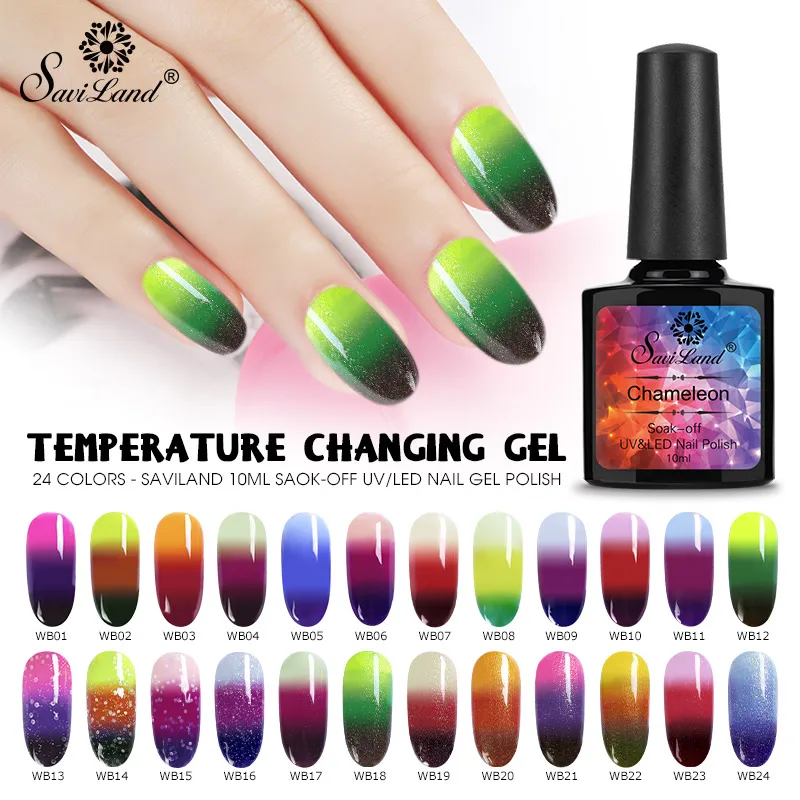 

Saviland 3D Nail Gel 3 Level Color Temperature Change Nail Polish Soak Off LED Nail Gel Lacquer Semi Permanent Gel Varnishes