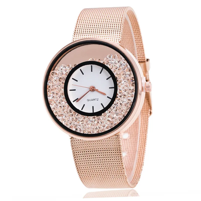 

Fashion Rose Gold & Silver Mesh Band Quartz Wtach Luxury Stainless Steel Women Rhinestone Watch Relogio Feminino 2018 Clock