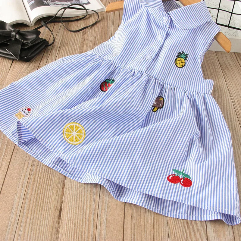 

Baby Girls Dress Summer Sleeveless Kids Girl Straped Elegant Kids Blue Pink Dress Fancy Pineapple Orange Cherry Dress