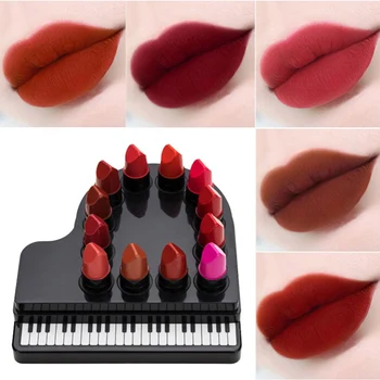 

12 Colors Moisturizing Matte Piano Lipstick Set Women Long Lasting Waterproof Lipstick Cosmetics