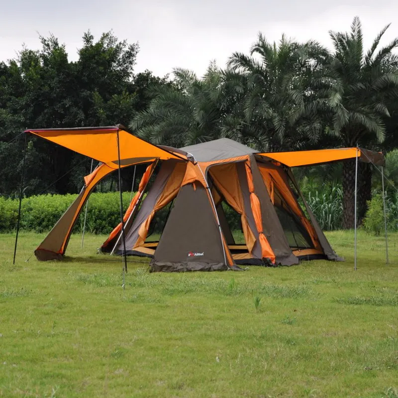 

Alltel Double Layer 4-6 Person Outdoor Products Aluminum Rod Automatic Tent Ultralarge One Hall One Bedroom Camping Tent