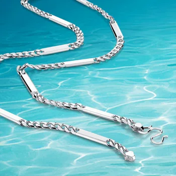 

925 Sterling Silver Necklace for Men;Fashion Personality Men Choker Solid Silver Necklace 925 Jewelry Wide 4MM Long 47CM