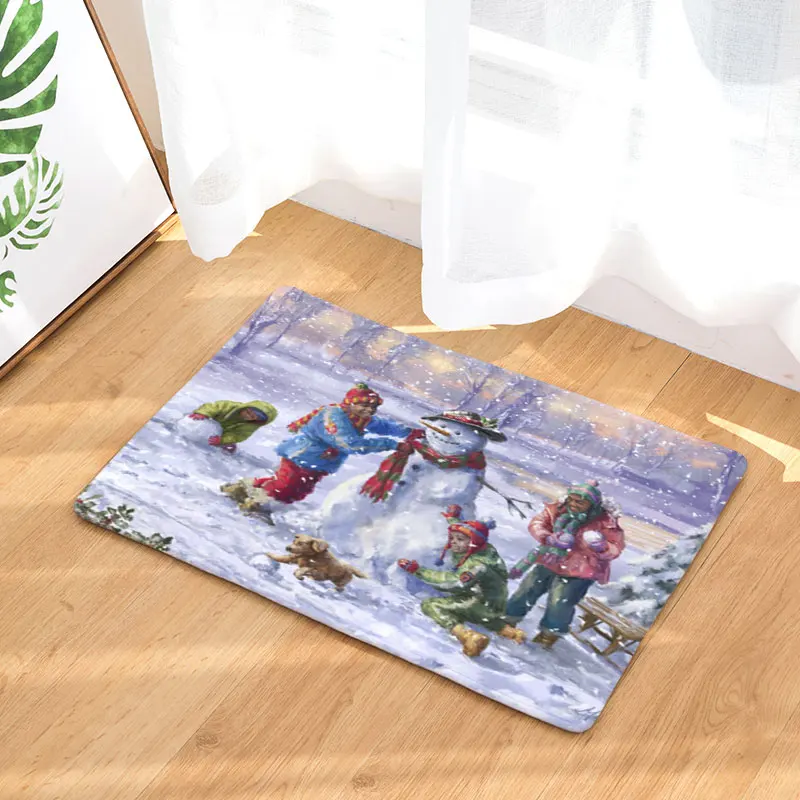 Monily Рождественский мультяшный водонепроницаемый Противоскользящий коврик для двери, детский коврик для игры в снежную спальню, декоративные коврики для лестницы, домашний декор, рукоделие