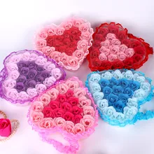 24 шт сердце ароматизированное мыло для ванны Лепестки розы свадебные украшения подарок F1115