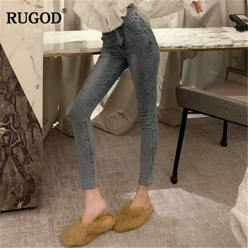 RUGOD Лето г. для женщин Lowboy джинсы для Высокая талия эластичные узкие брюки полной длины повседневное леди Джинс