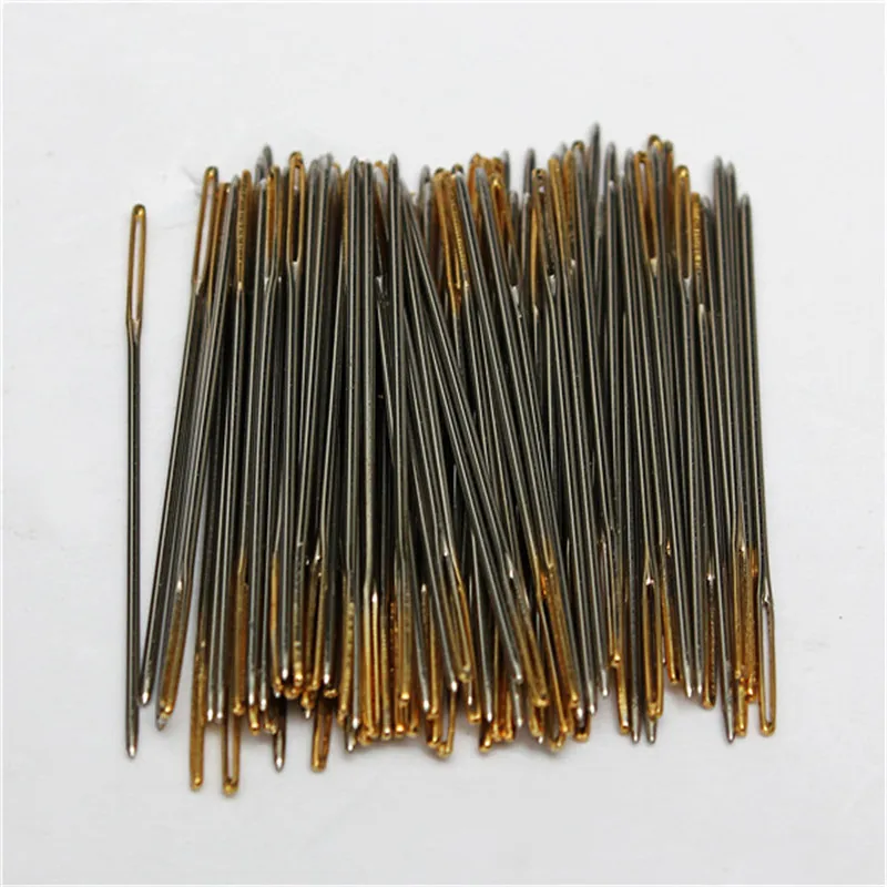 

Best Promotion 100Pcs Golden Needle Tail Needle Size 24 For 11CT Embroidery Fabric Stitch Home Sewing Tools
