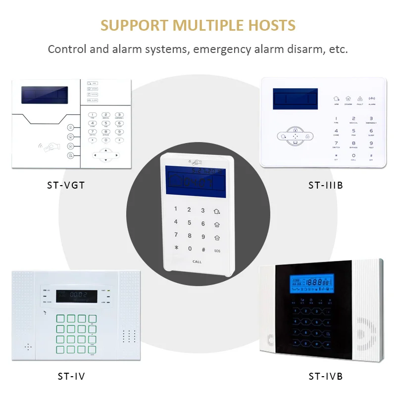 868MHz Wireless Password RFID Keyboard Keypad Arm/Disarm for Focus Alarm Systems FC-7640, ST-VGT, HA-VGW ST-IIIB ST-IVB ST-V