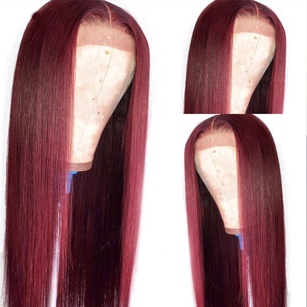 Eversilky 99j Glueless прямые волосы парик 13x6 Синтетические волосы на кружеве человеческих волос парики для Для женщин бразильский Прямо