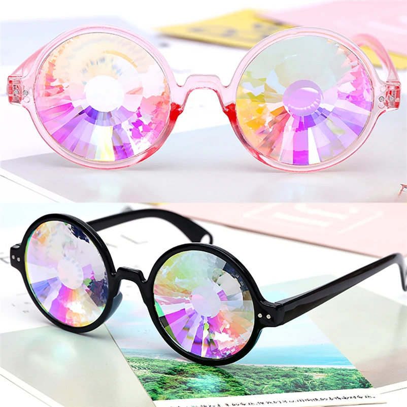 Round Kaleidoscope Sunglasses Festival Men Women Brand Designer