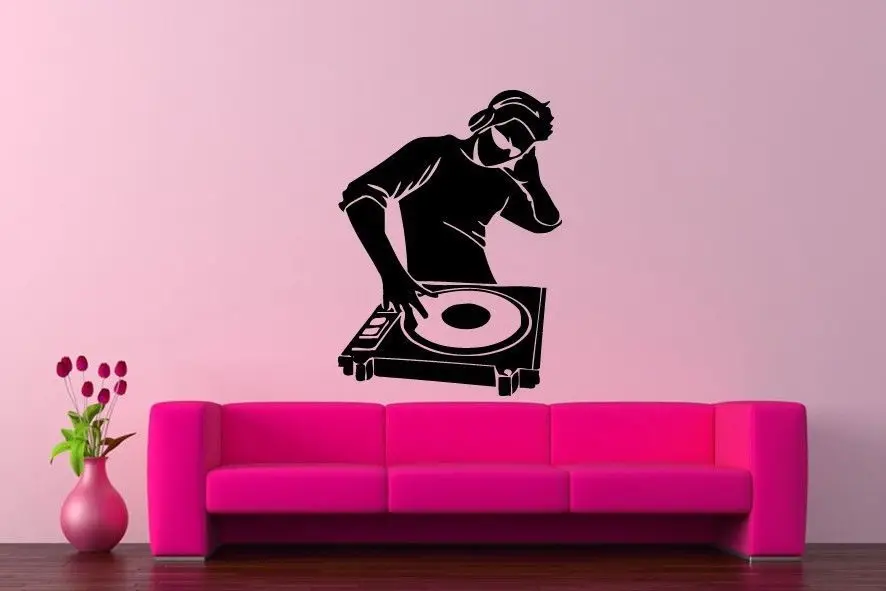 Art Headphones Music DJ Wall Stickers Wall Decal Wallpaper Decor For Kids  Bedroom Mural ph468