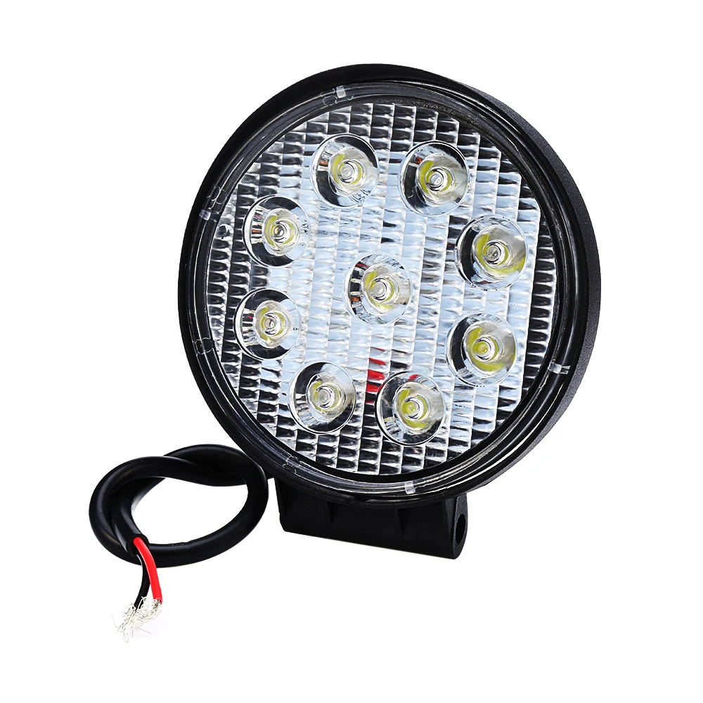 27W 12V Car Led Work Light LED Bar Offroad Light Bar 6000K Spot Round Square Fog