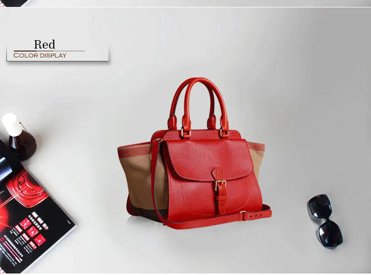 famous brand women handbags classic plaid canvas shoulder bag trapeze bags for women with logo (1)