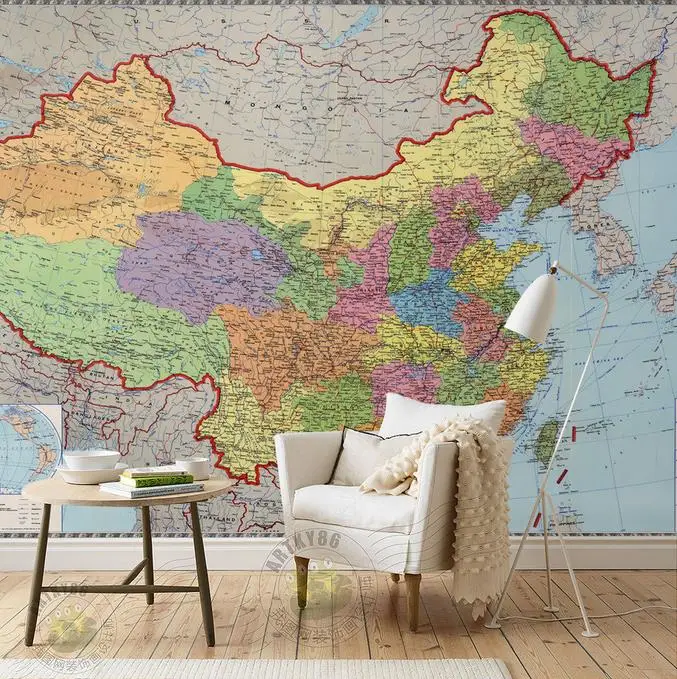 

3d room wallpaper custom photo non-woven murals color China political map 3d painting TV background wall wallpaper for walls 3d