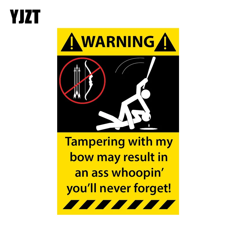 

YJZT 9CM*13.6CM Personality Bow Arrow Archery Warning Funny Car Sticker PVC Decal 12-1296