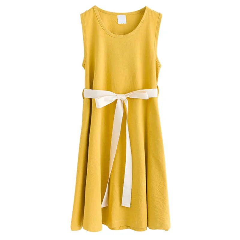 

summer dress for big girls 6-16 yrs kids teens cotton linen casual clothes loose sundress children fashion brief beach dresses