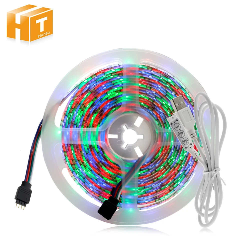 

SMD2835 LED Strip Lighting set 60LEDs/m DC5V RGB LED Strip+USB 3Key Mini Controller TV Background Waterproof decorative light