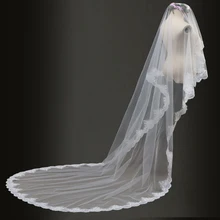 Один слой Длинный velos de novia свадебная вуаль свадебные аксессуары veu de noiva longo настоящий тюль вуаль