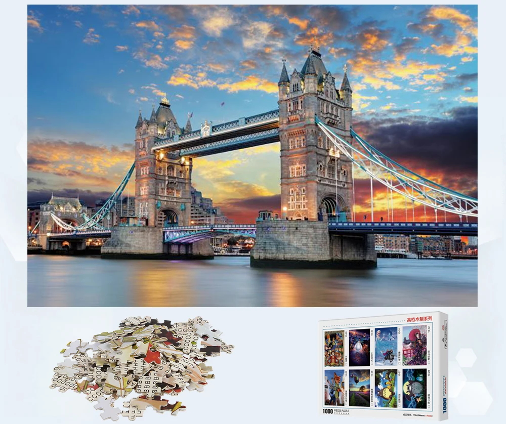Heye Puzzle 1000 Pz NUOVO - TOWER BRIDGE LONDON 33 X 95 CM 