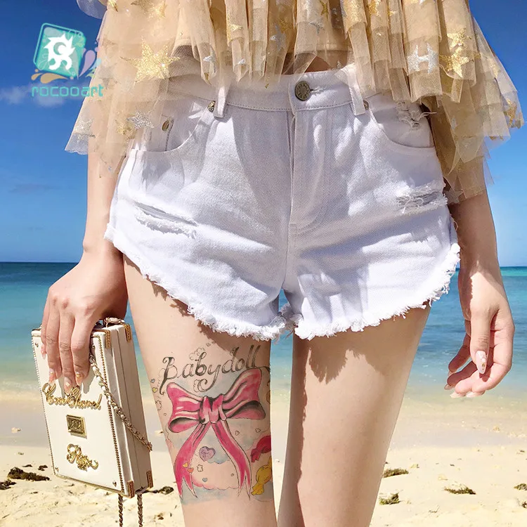 

Rocooart 21x15cm Sailor Moon Women Large Tatoo Sticker Beautiful Color Key Necklace Red jewel Design Temporary Tattoo