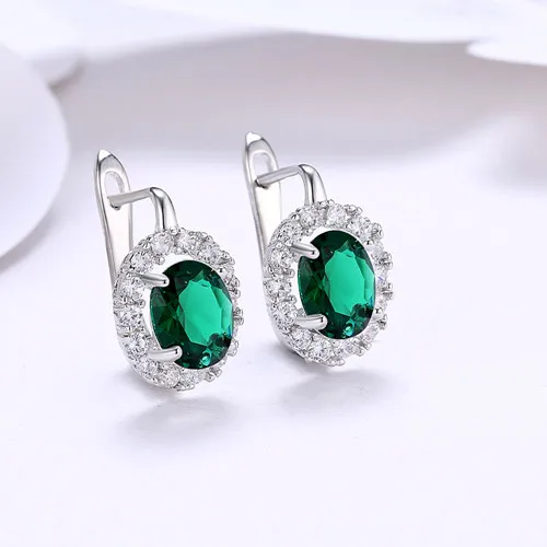 Platinum Green Красота, элегантные аксессуары романтические клипсы и закручивающаяся задняя часть серьги зеленые и белые кубические циркониевые Женские Ювелирные серьги в подарок - Окраска металла: Platinum Green