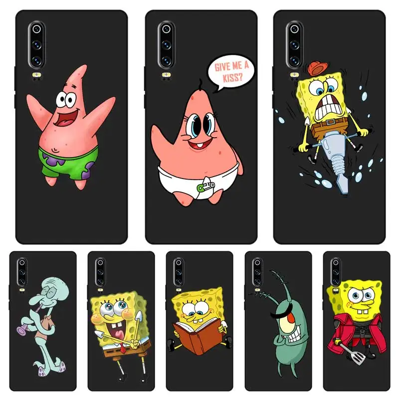 

P205 Spongebob Squarepants Black Silicone Case Cover For Huawei P8 P9 P10 P20 P30 Lite Pro P Smart Plus 2017 2019
