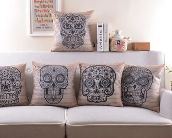 

Wholesale! Skeleton head Linen pillow Cushion SKULL for office car home decorate sofa cushions