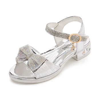 

Kids Girls Sandals Shoes Heels Princess Sandals Children Fashion Performing Sandals Little Girl Crystal Single Shoes Shiny