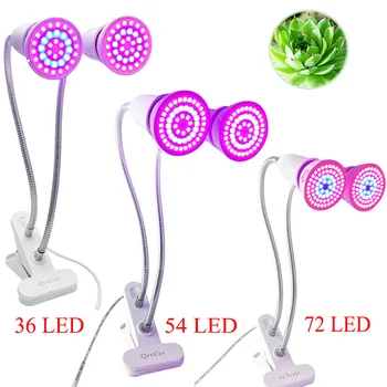 

Dual LED Plant Grow Lamps Light 36LED/54LED/72LED Indoor Flower Seeds Growth Bulbs With Desk Clip For Greenhouse Hydroponics
