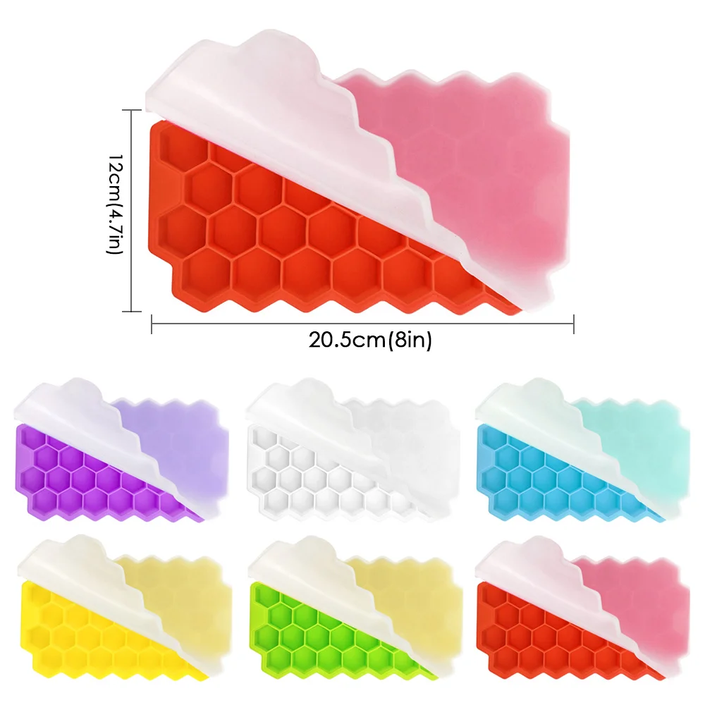 Pawaca сотовые кубики льда лоток 37 кубиков силиконовые льда производитель кубиков формы с крышками для мороженого вечерние для виски, коктейлей, холодных напитков