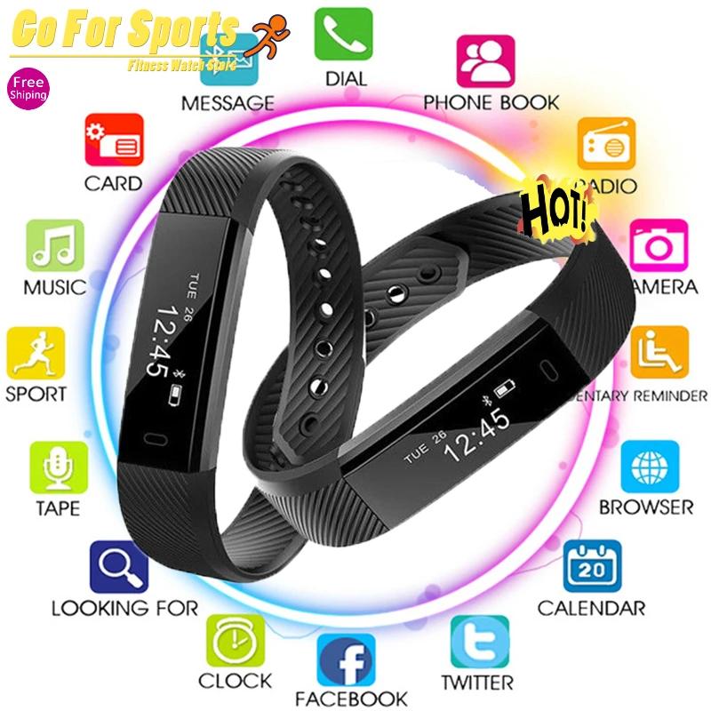 

Smartband ID115 Smart Bracelet Fitness Tracker Pedometer Bluetooth Sleep Monitor Alarm Clock Sports Smart Watch For Android IOS