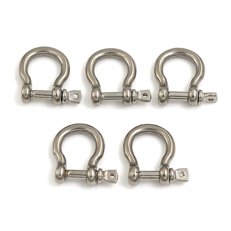 5Pcs M4 Silver 304 Stainless Steel Rustproof Screw Pin Anchor Bow Shackle Clevis European Style