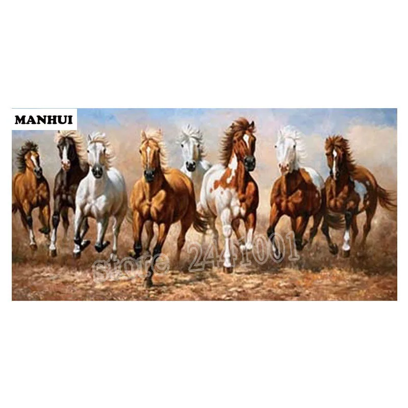 

5D DIY Diamond Painting Cross Stitch Ten-Thousand Horses Running Pattern Diamond Drill Rhinestone Home Decoration AA128