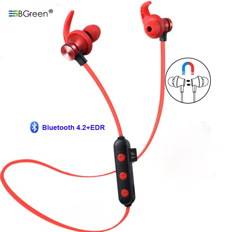 

BGreen Bluetooth Sports Earphone Waterproof Wireless Stereo Sport Headset Support MP3 Micro SD TF Card Playback With Microphone