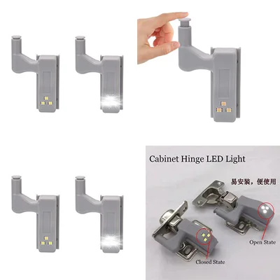 

Tengseakai 1 PCS Gray Cabinet Hinge Led Sensor Light for Kitchen Bedroom Living Room Wardrobe Universal Led Night Light Lighting