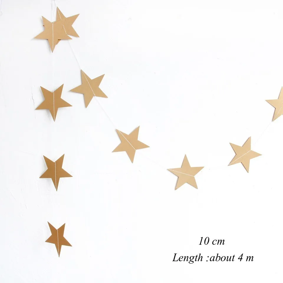 1 компл. Золото серебро звездный баннер блестящая бумага гирлянды сердце для детей детский душ с днем рождения Свадебная вечеринка украшения поставки - Цвет: 10cm Gold Star