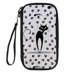 Noisydesigns большой бумажник дамы Смешные кошки узор Для женщин молния монеты кошелек милый кредитницы Обложка для паспорта сумки