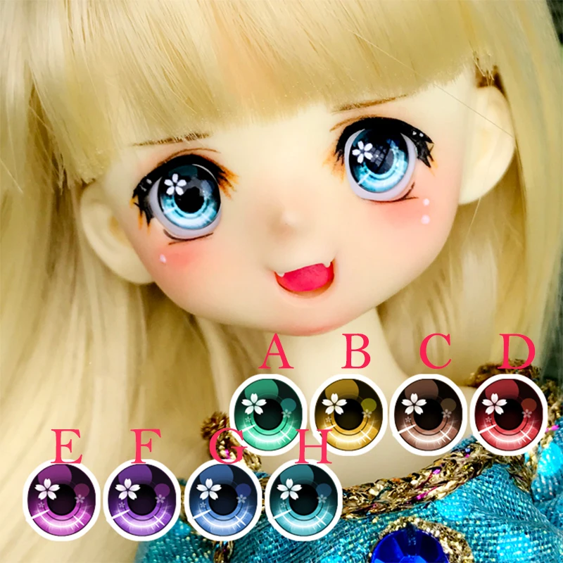 

BJD doll eyes Cherry blossoms cartoon eyes 10-14-18-24mm for 1/8 1/6 1/4 1/3 BJD DD doll accessories doll eyes with metal effect