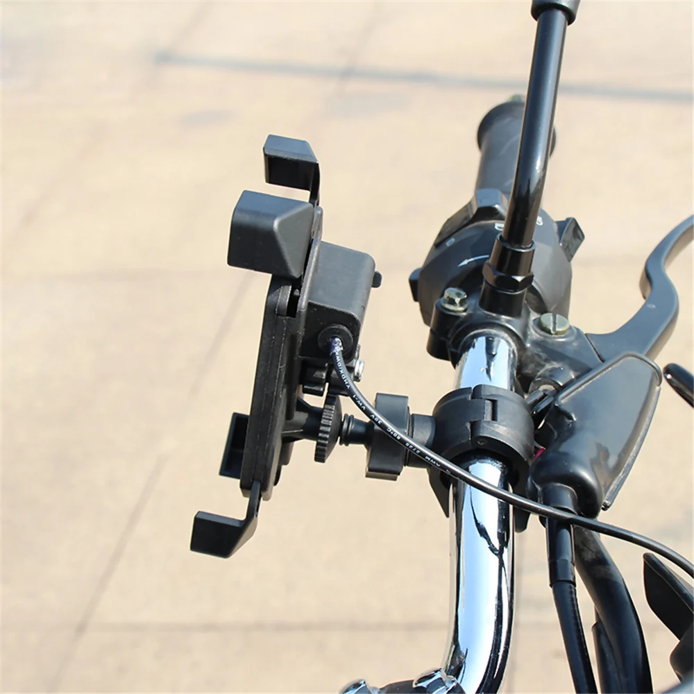 Hot sale Motorcycle Phone Mount With Charger 5V 2.4A USB Port Easy to Install For All 4.7 6" Phones Black Multi-function