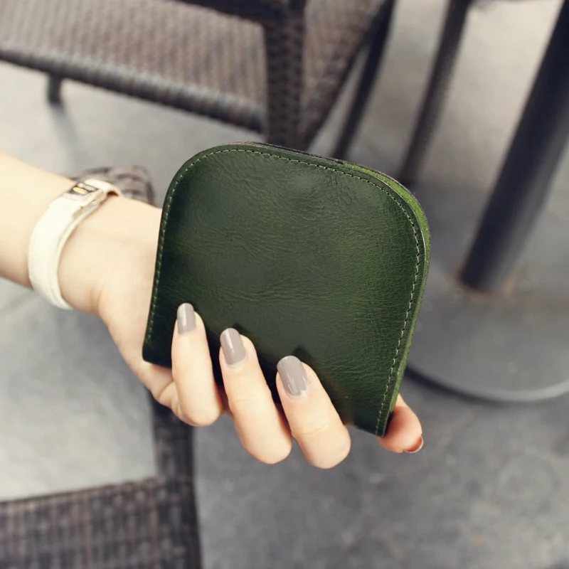 

Lydian 2018 Original oil leather Short Wallets Summer green Wallets Women's Nice Cowhide Mini Coin Slim Purse Retro Card Bags