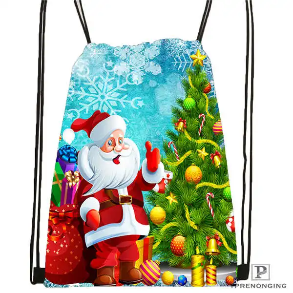 Drawstring Backpack Обычай Счастливого Рождества@ 09 походная сумка на шнурке милый рюкзак для детей(черная спина) 31x40 см#180531-03-25 - Цвет: Drawstring Backpack