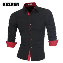 Kezrea Мужская рубашка бренд модные мужские рубашки высокого качества с длинными рукавами Повседневные облегающие черные мужские рубашки плюс размер 4XL
