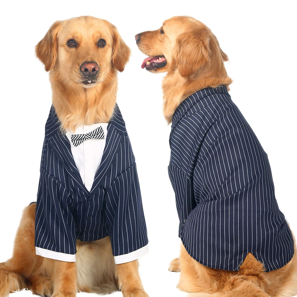 Large Dog Clothes Coat Stripes Bowknot Tuxedo Wedding Suit Stripes Bowknot Tuxedo Wedding Suit