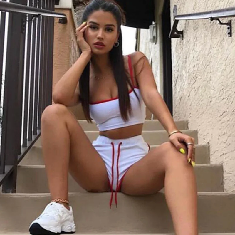 

Swimsuit High Waisted Women's Tracksuit Casual Suits Swimwear Bathing Suit Women Bikini Set Sport Vest Beachwear Push Up Biquini